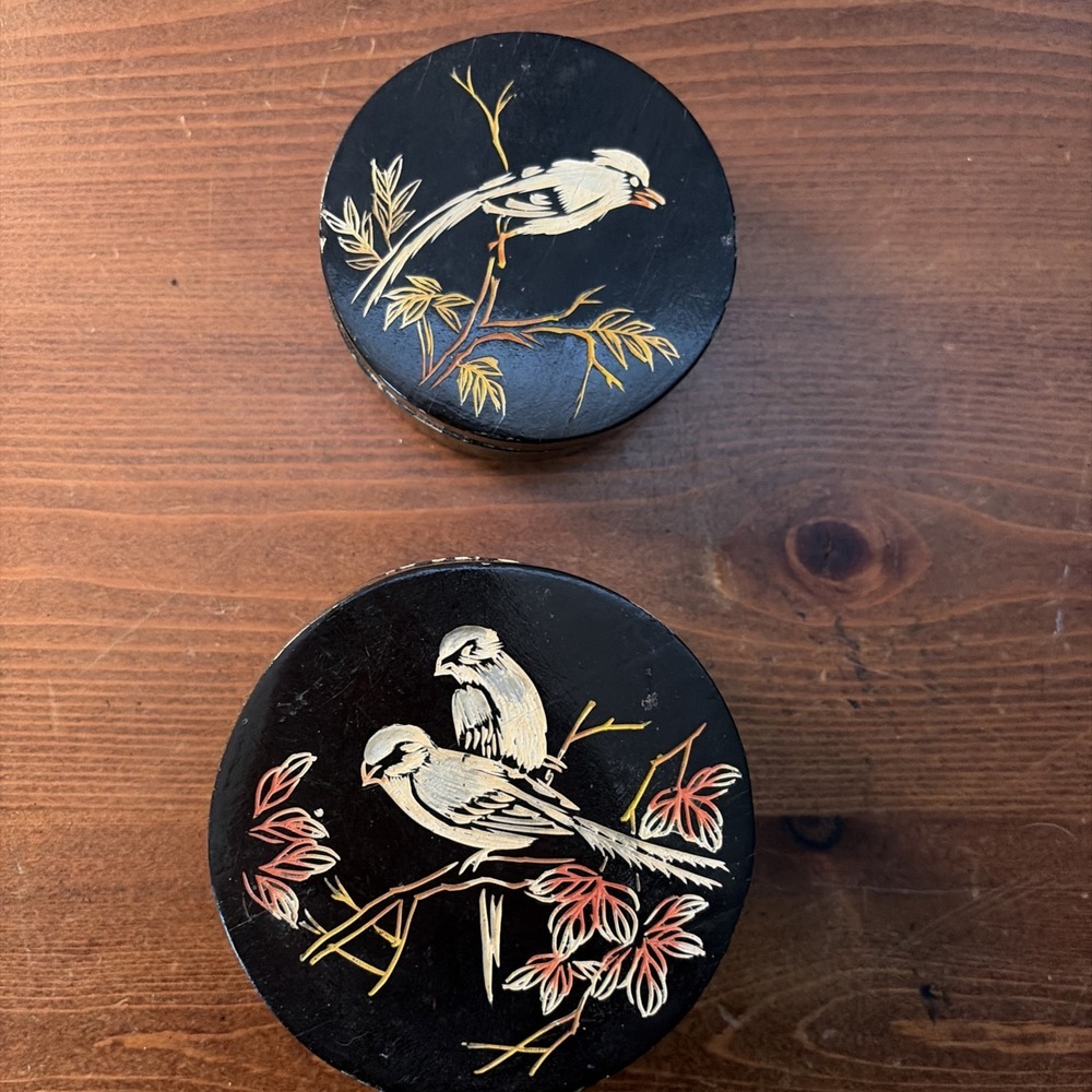 Vintage‎ Lacquered Trinket Boxes 3" & 4" Diameter